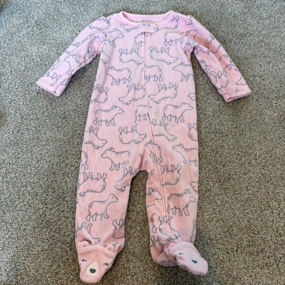 Carter’s 1-Piece Fleece Footie PJs Pink Size 6-9m baby - Picture 2 of 8